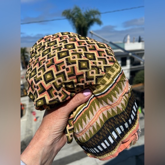 Conditions Apply green pink gold aztec beaded midi sundress sz S boho flowy - Picture 4 of 14